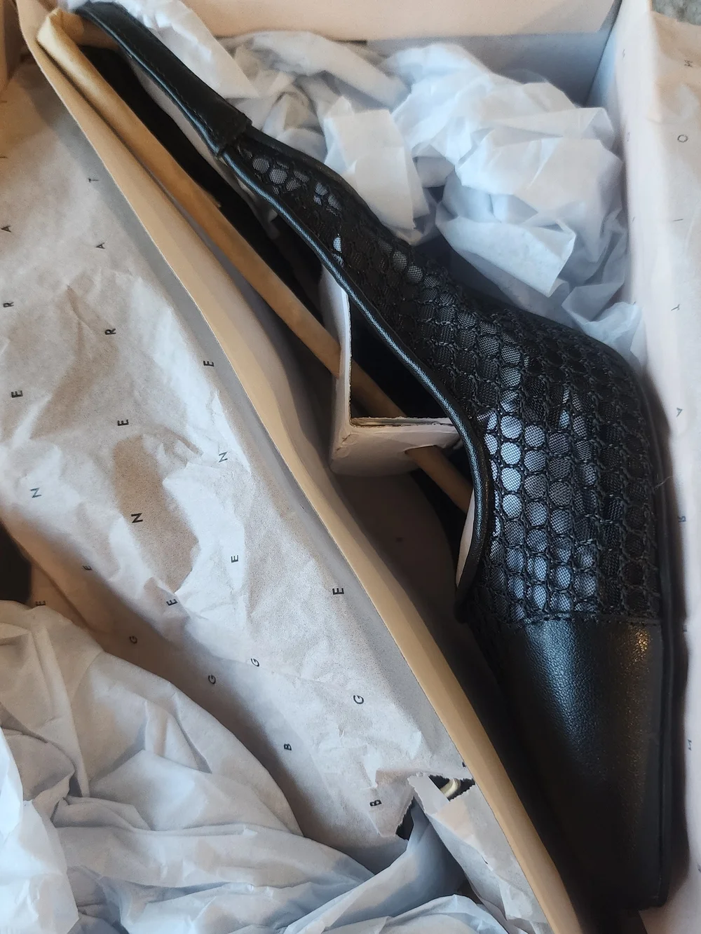 Black Mesh Pointed-Toe Slingback Pump - Picture 7 of 9